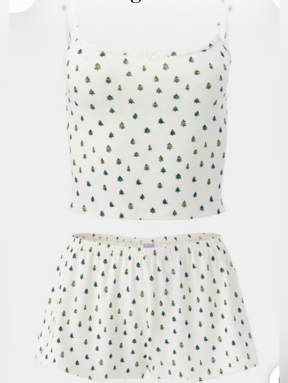FLORENCE by Mills New Large White Pine Tree Print Cami & Short Pajama Set